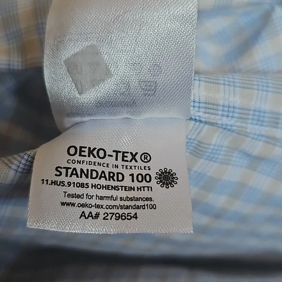 Michael Kors Slim Fit Blue Tan Button Down Dress Shirt Mens Size XL 17-1/2 34-35 - Picture 12 of 13